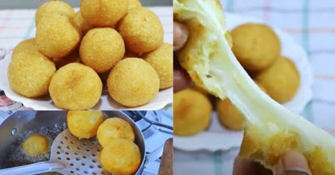 Lanche: Bolinho de Queijo com Massa de Mandioca: Salgado Frito e Gostoso