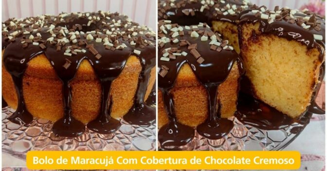 Bolos: Bolo de Maracujá Com Massa Fofinha e Cobertura de Chocolate Cremoso: Combinação Perfeita!