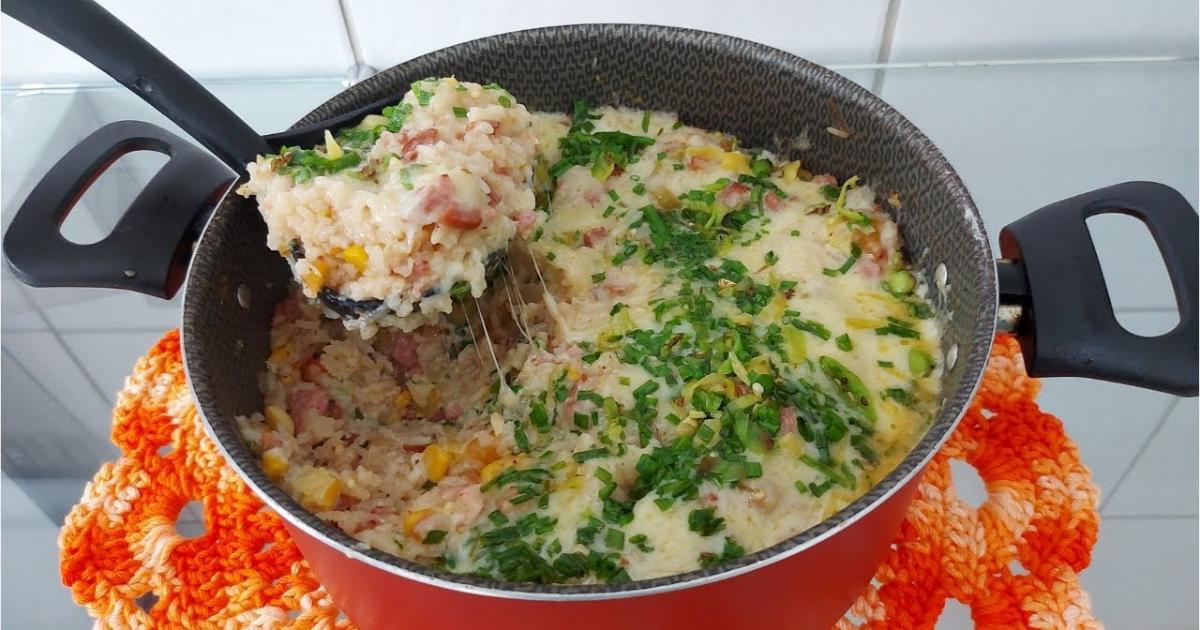 Almoço Fácil e Rápido! Arroz Cremoso com Calabresa e Bacon, Receita de Dar Água na Boca.