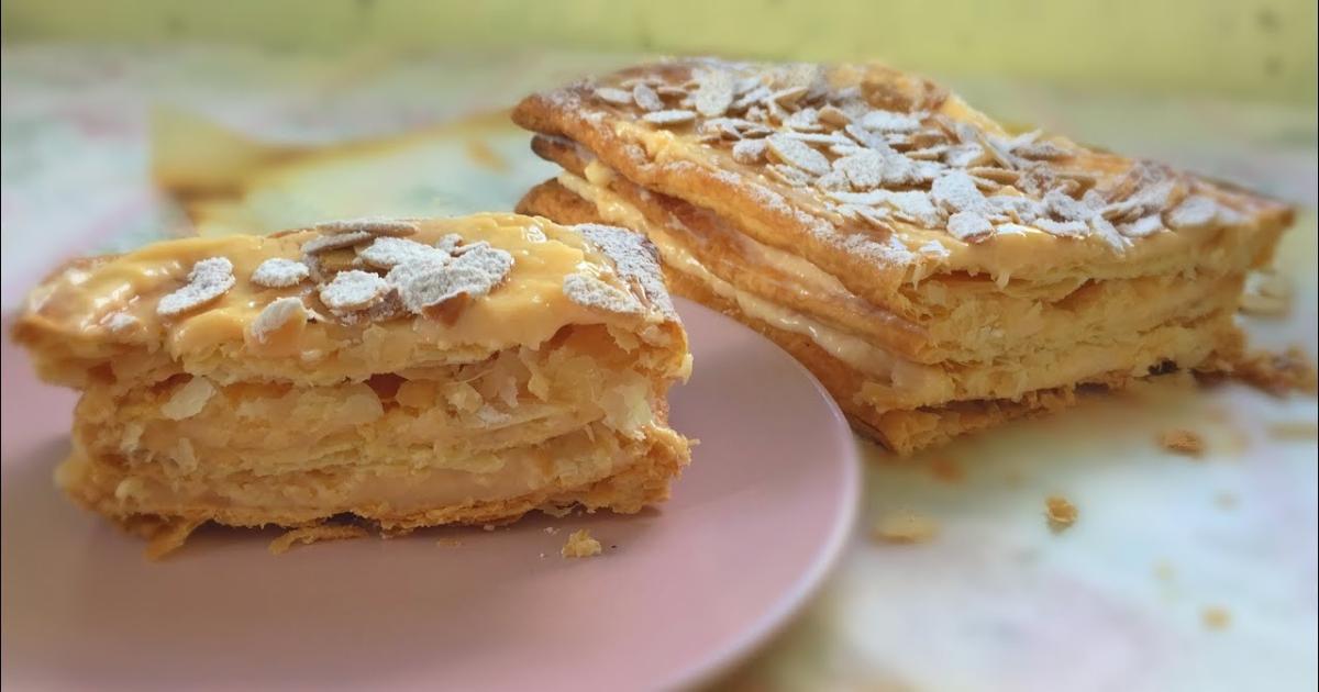 Mil Folhas com Creme de Pasteleiro e Amêndoas: Lanche Saboroso e Fácil de Fazer!