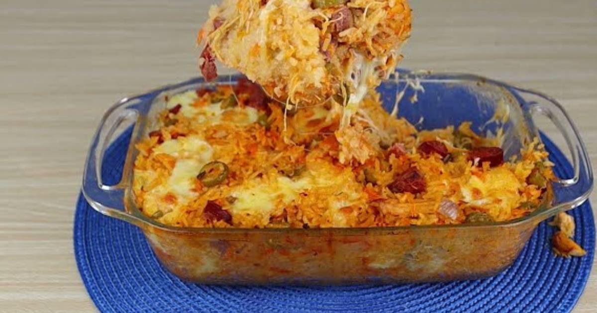 Arroz de Forno Cremoso com Mussarela e Frango