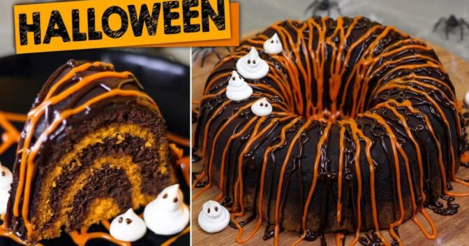 Bolos: Bolo de Cenoura Com Chocolate Para o Halloween