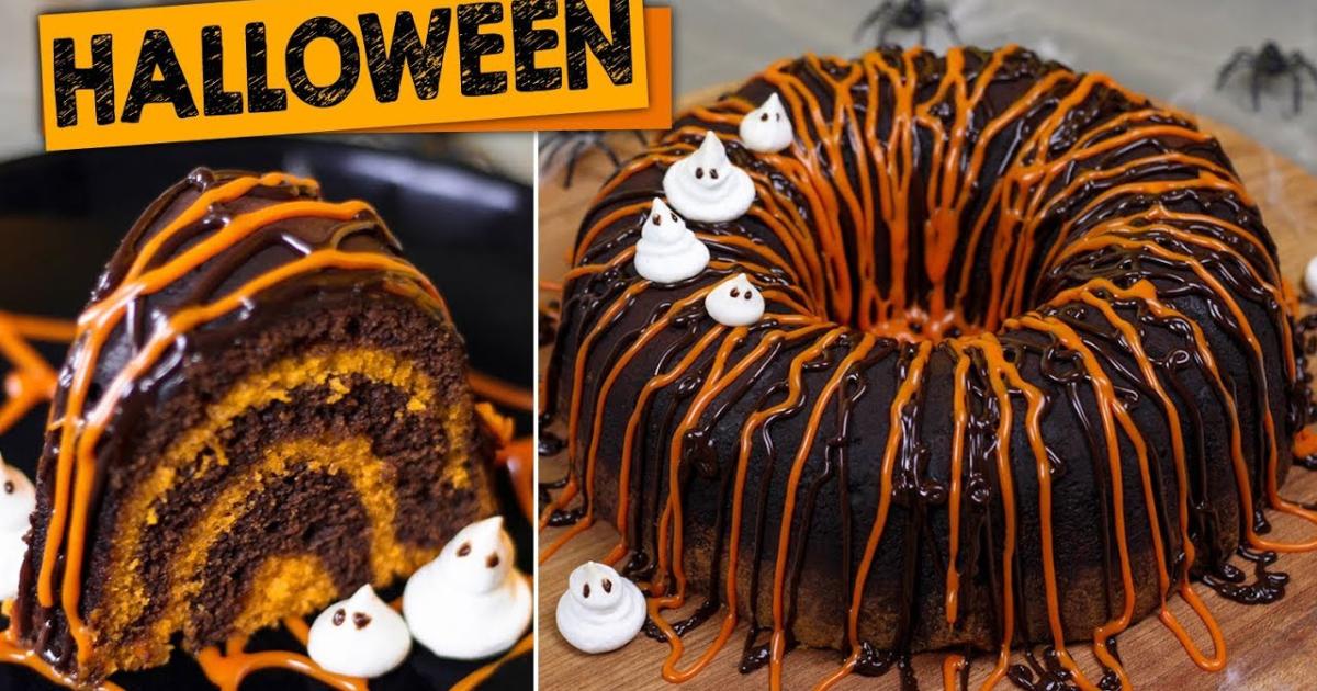 O Bolo de Cenoura Com Chocolate Para o Halloween é uma receita clássica com um...