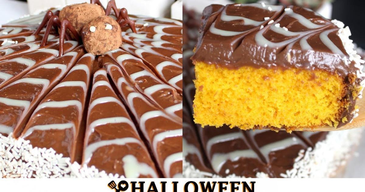 Bolo de Cenoura Fofinho Para o Halloween O Bolo de Cenoura Fofinho Para o Halloween...