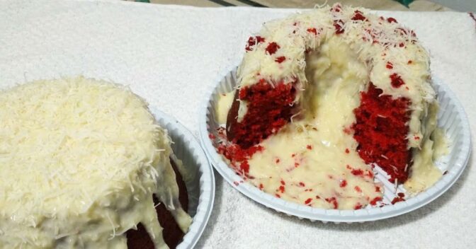 Bolos: Bolo Red Velvet Vulcão com Cobertura de Coco: Delícia Fácil de Fazer!