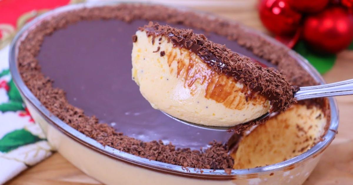 Mousse cremoso de maracujá com ganache de chocolate, fácil de fazer, perfeito para festas e...