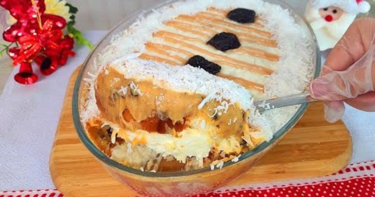 Olho de sogra na travessa: cremoso, com coco, ameixa e doce de leite. Fácil!...