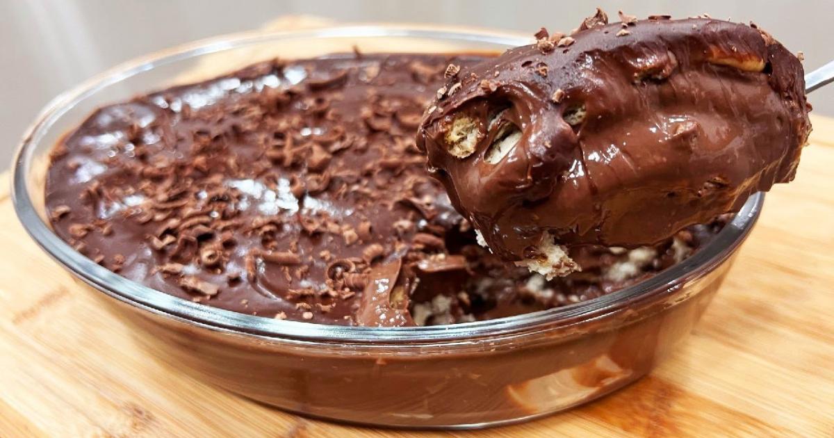 Pavê de chocolate cremoso, fácil, sem fogo, com biscoitos e mousse de chocolate deliciosa!...
