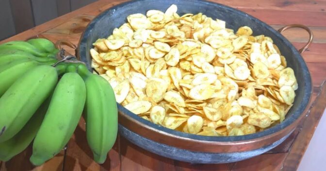 Petiscos: Chips de Banana Verde Crocante