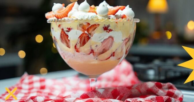 Sobremesas: Merengue de Morango com Creme de Confeiteiro