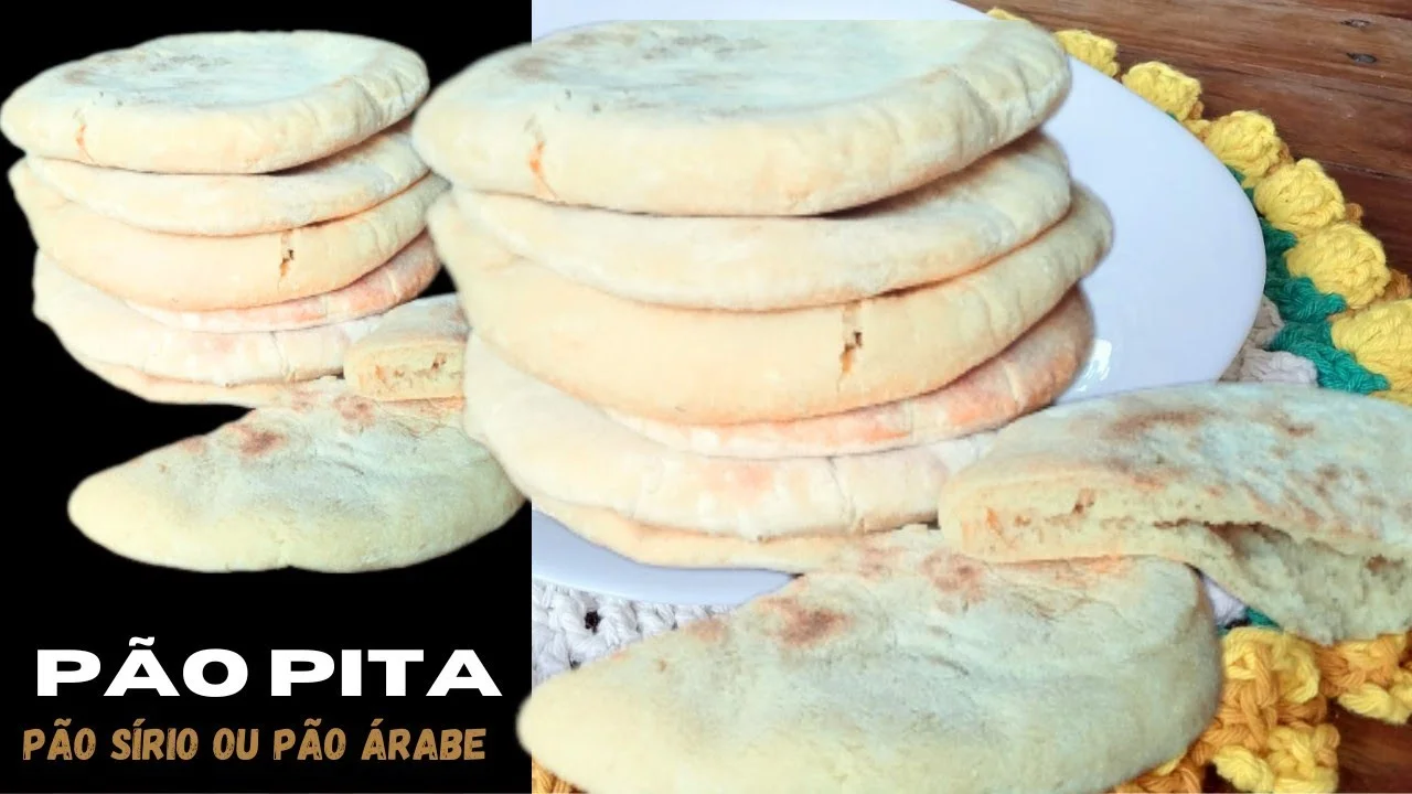 Descubra como fazer Pão Pita Caseiro, também conhecido como Pão Sírio ou Pão Árabe. Receita...