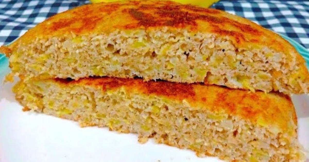 Receita fácil de pão de aveia com banana na frigideira, sem trigo e sem açúcar....