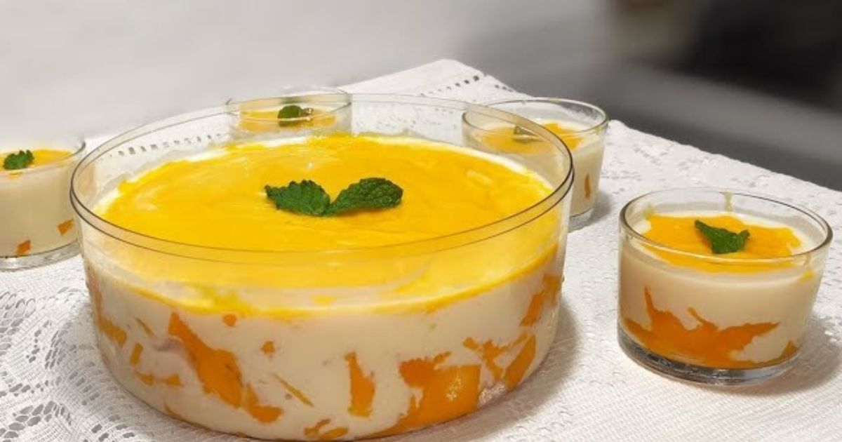 Sobremesa refrescante de manga com creme de limão, fácil, deliciosa e perfeita para o verão!...