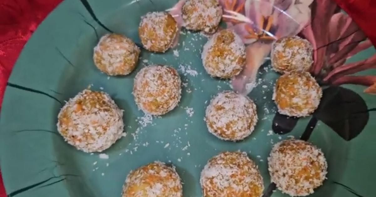 Receita simples de doce saudável com castanha, damasco, coco e cenoura, sem açúcar!...