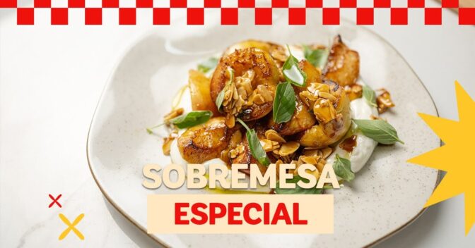 Sobremesas: Pêssegos Caramelizados com Coalhada Seca