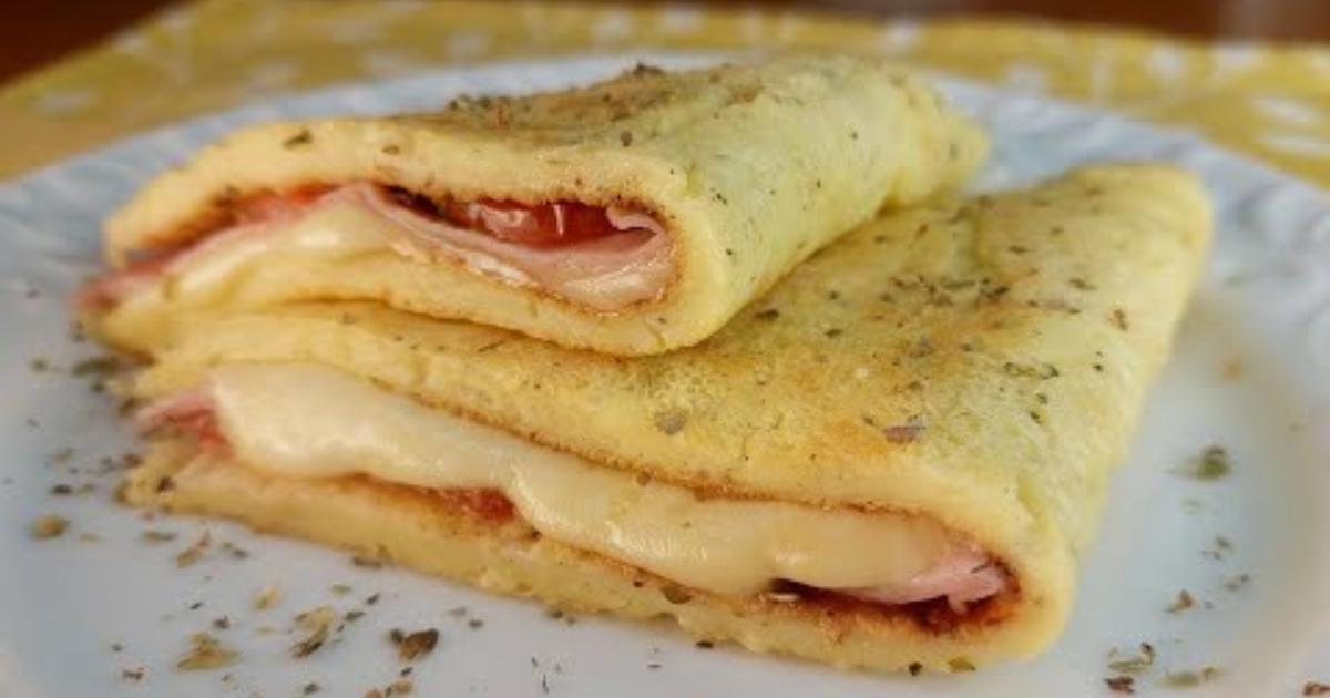 Crepioca de presunto e queijo fácil e rápida, perfeita para um lanche delicioso e prático....