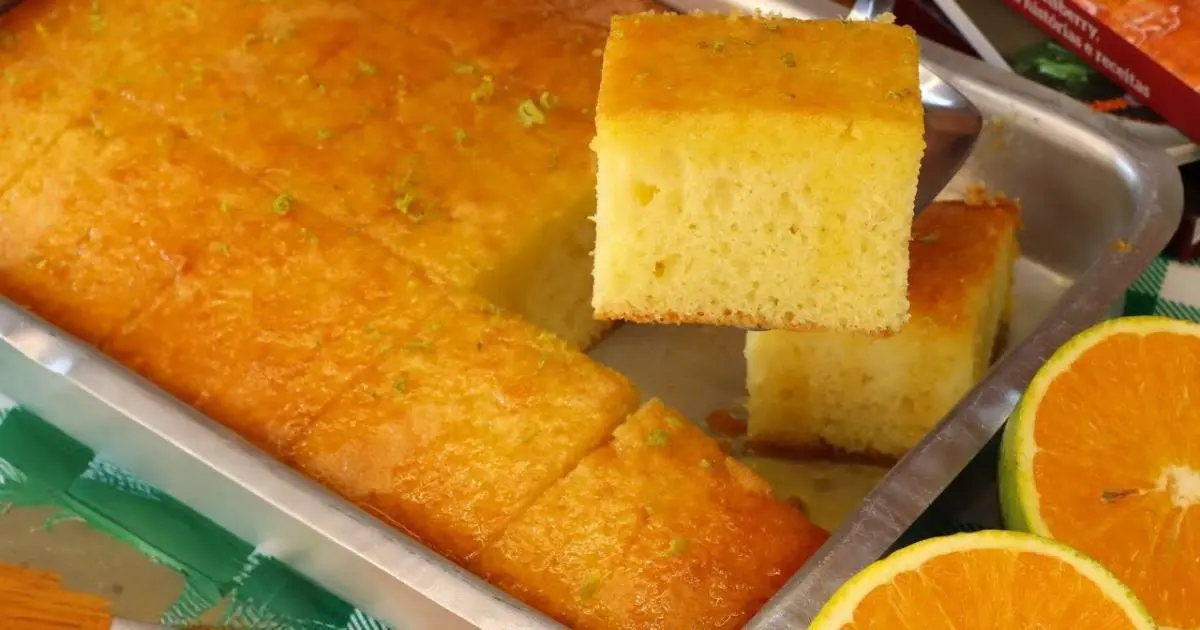 Receita fácil de bolo de laranja com calda caseira deliciosa...