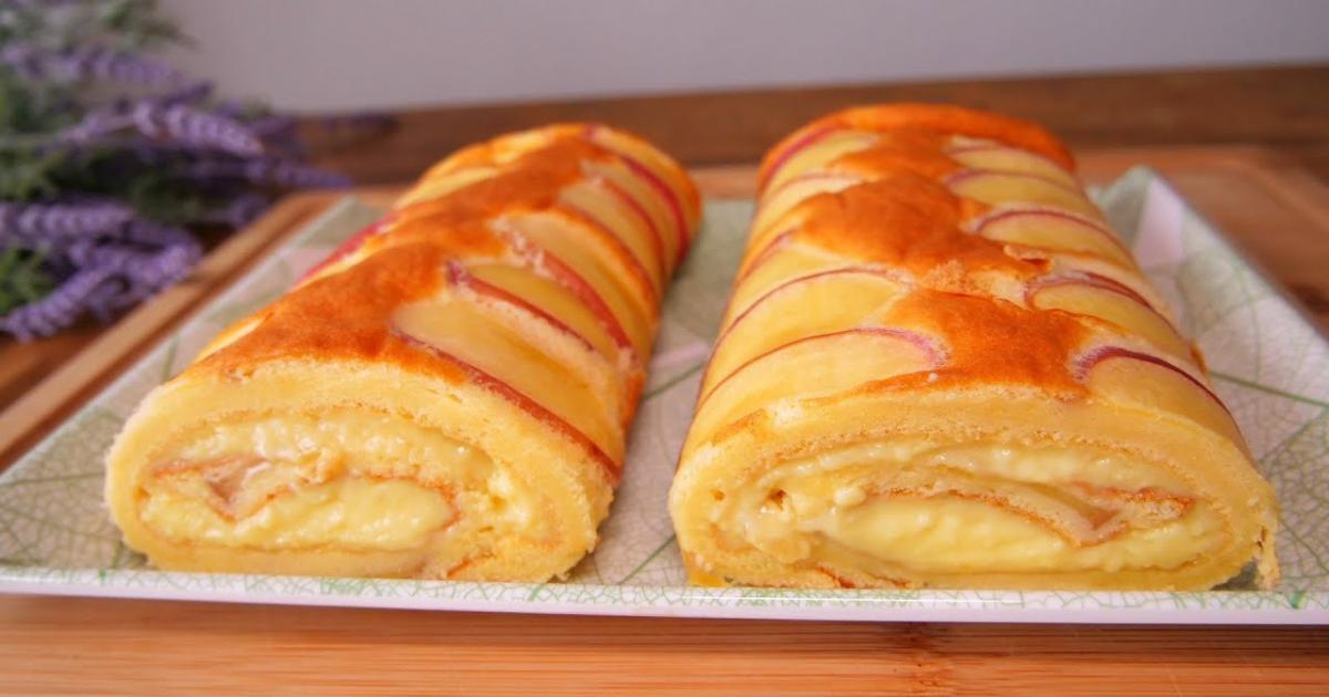 Bolo de maçã com pudim, macio e fácil de fazer....