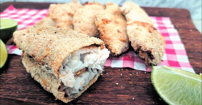 Peixes: Peixe empanado na air fryer: crocante por fora e suculento por dentro