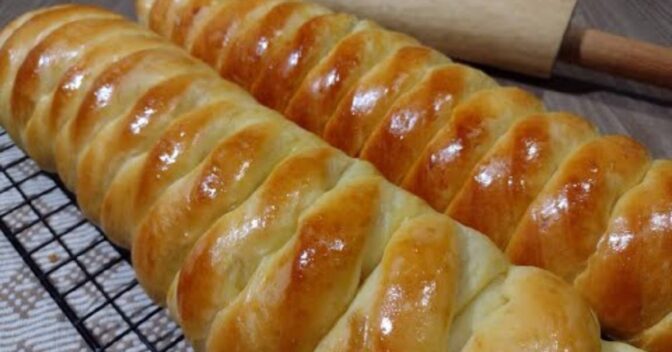 Pães: Pão Trançado Caseiro Recheado com Frutas