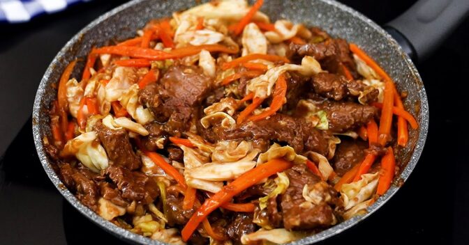 Carnes: Carne Repolho Cenoura Jantar Fácil Delicioso