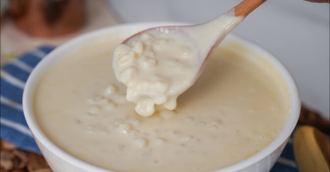 Mingau: Canjica Cremosa com Chocolate Branco