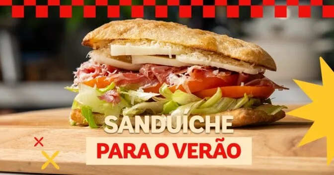 Lanche: Sanduíche Frio de Verão com Presunto e Queijo