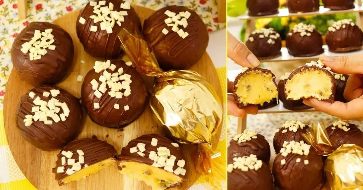 Bombom crocante de maracujá com recheio cremoso e cobertura deliciosa....